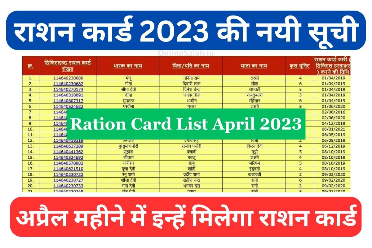 Ration Card List April 2023